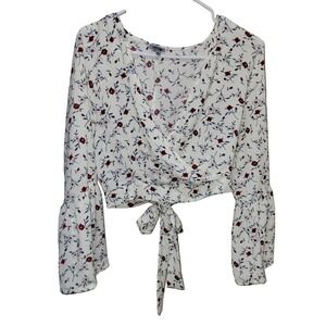 Fashion Line Floral Print Crop Top for Women Size L Tie Knot‎ Back